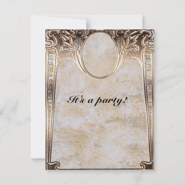 Guldpräglad Steamunk Bröllop Inbjudningar (Framsida)