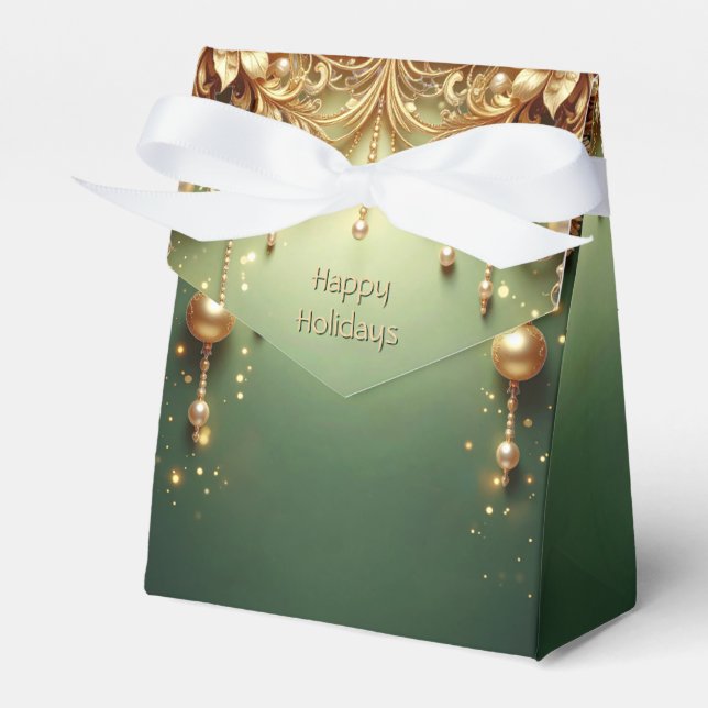 Guldpynt Festiv Grön Jul Presenklåda Presentaskar (Framsidan Sidan)