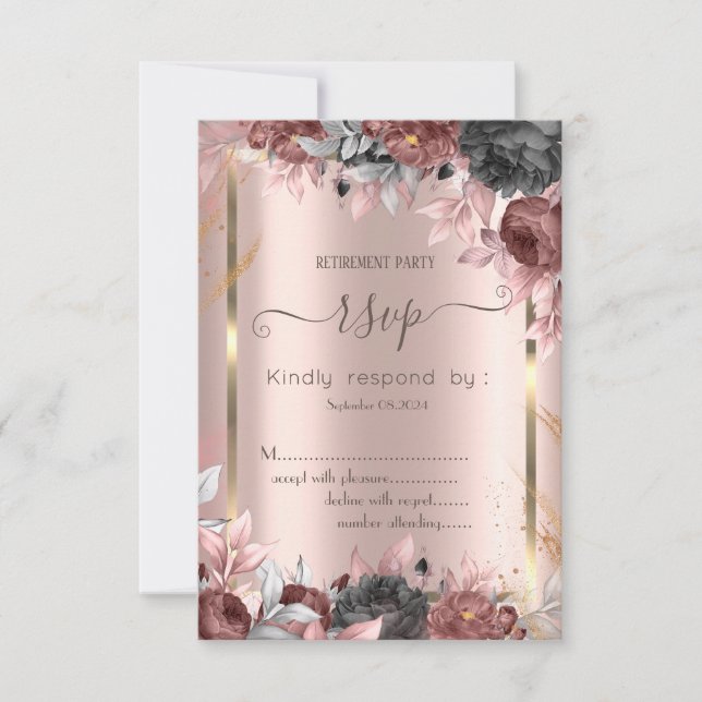 Guldram Chic Rosor 16 RSVP  Inbjudningar (Framsida)