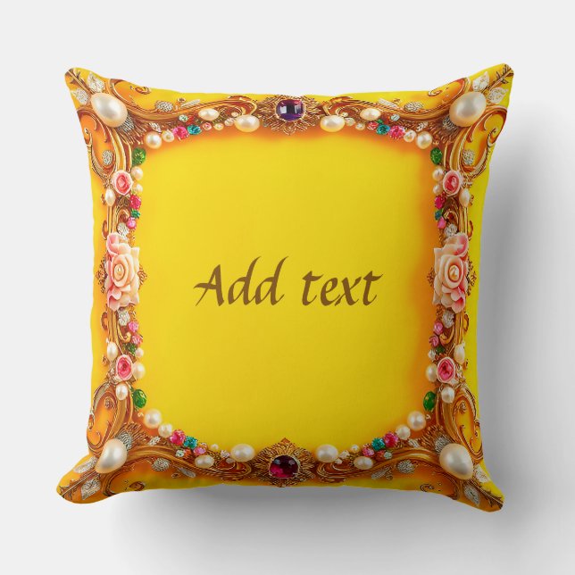 Guldram med ädelstenar och rosor kudde (Framsida)