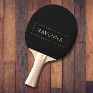Guldram Personlig Namn Djup Svart Lyx Pingisracket
