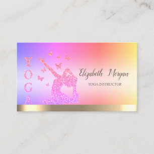 Guldrandig yogainstruktör Rosa glitter kvinnor Visitkort
