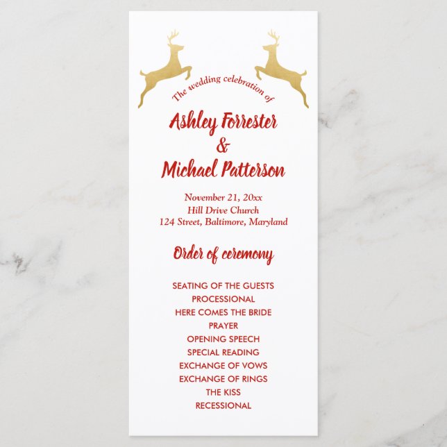 Guldren | Jul | Bröllopsprogram Program (Framsida)