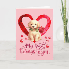 GuldRetriever Akvarell Alla hjärtans dag-kort Helgkort