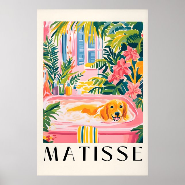 Guldretriever i badkar konsttryck Matisse Poster (Framsidan)