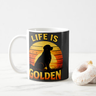 Guldretriever liv är gyllene solnedgång hundmugg kaffemugg