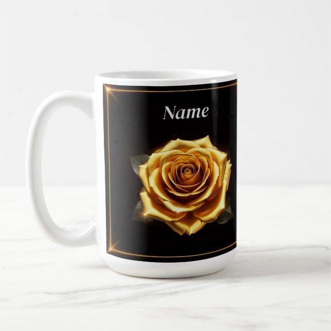 Guldros med glödande kanter kaffemugg (Vänster)