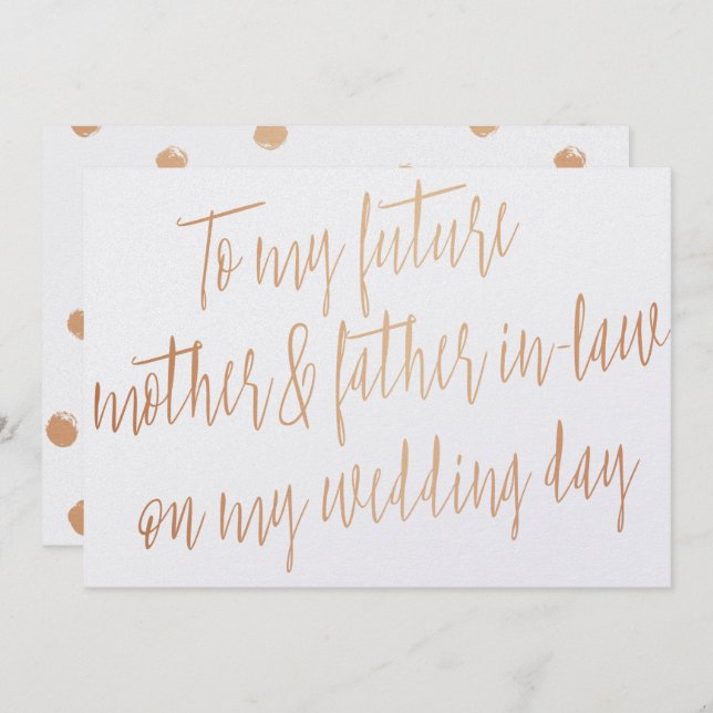 Guldros "Till min framtida svärmor och svärfar" Inbjudningar (Fram/baksida)