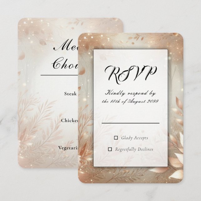 Guldrosenträdet Förtrollade Skog Bröllop OSA Kort (Fram/baksida)