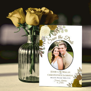 Guldrosor Elegant Blommig Boho Bröllopsfoto Spara Datumet