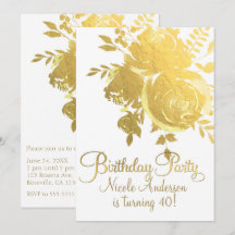 Guldrosor Falsk Folie Elegant Blommig Födelsedagsf