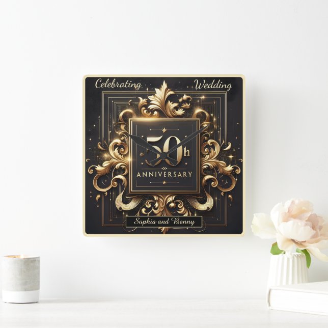 Guldrus: 50-årsjubileumsdesign fyrkantig klocka (Hem)