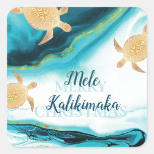 Guldsjösköldpaddor   Mele Kalikimaka   Jul Fyrkantigt Klistermärke