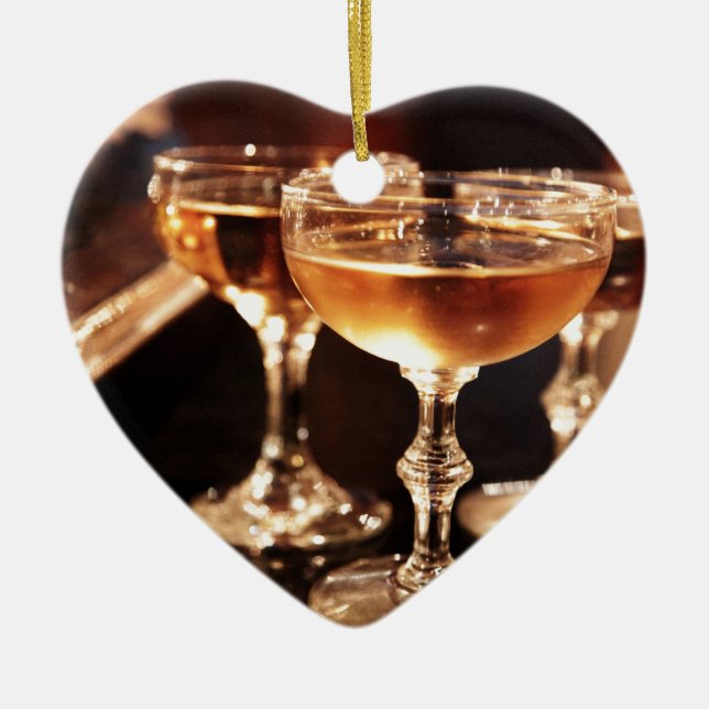 Guldskål av champagne julgransprydnad keramik (Framsidan)