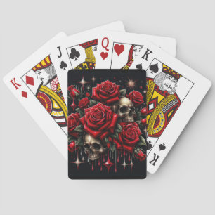 Guldskallar & Röda Rosor Gnistrar Gotisk Glamour Casinokort