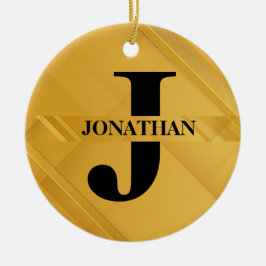Guldskärande initialbokstav namnstypografi julgransprydnad keramik