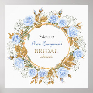 Guldskimrande blå ros bröllop poster