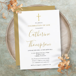 Guldskrift Celebration of Life-Begravning Inbjudningar