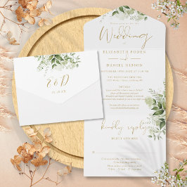 Guldskrift Grönska Blommiga Detaljer RSVP Bröllop