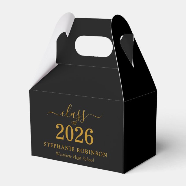 Guldskrift Klass 2026 Svart Examen   Presentaskar (Framsidan Sidan)