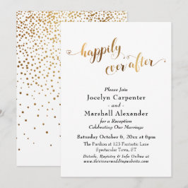 Guldskrift Lyckligt Alltid Efter Konfetti Baksida Inbjudningar