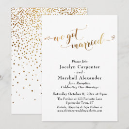 Guldskrift Vi Blev Gifta Konfetti Bakgrund Inbjudningar