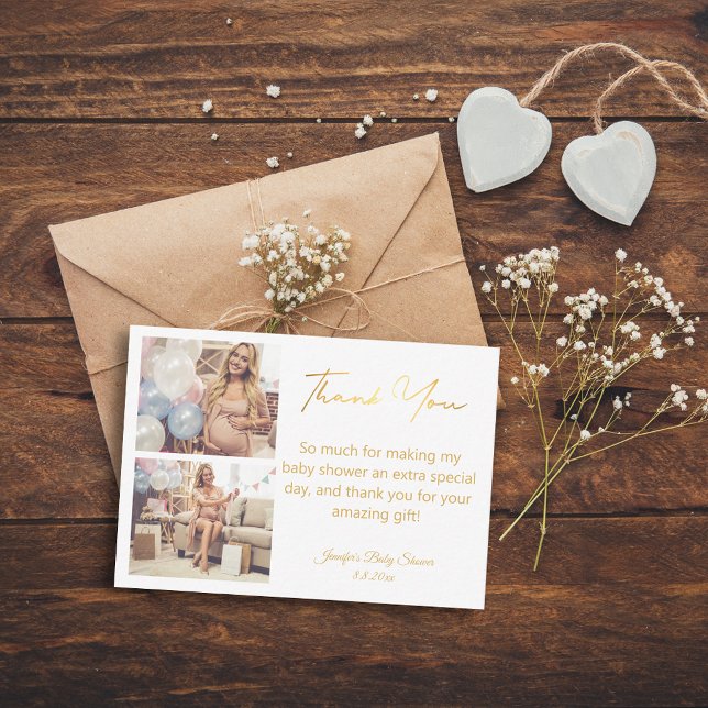 Guldskript tack för att du duschar 2 foton anteckningskort (Skapare uppladdad)