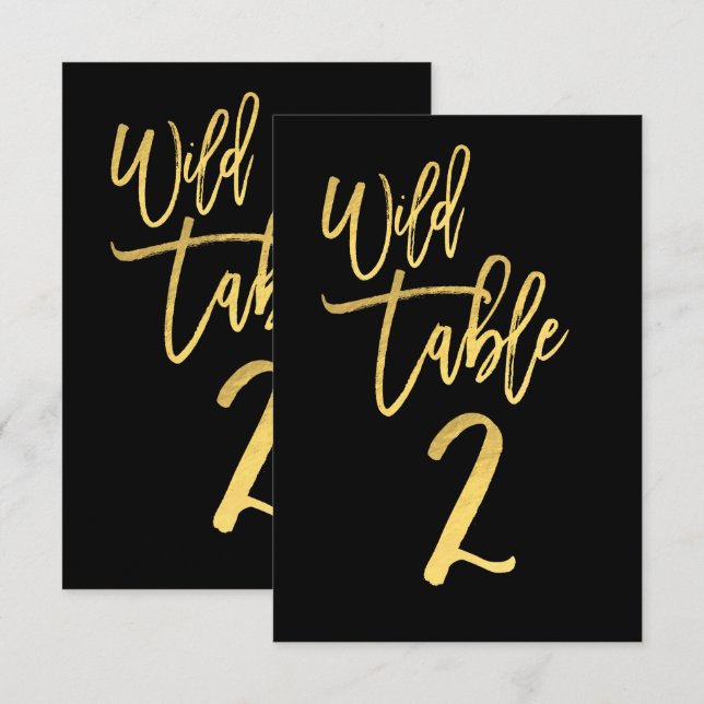 Guldskript vild födelsedagsfest Bordskort 2 (Fram/baksida)