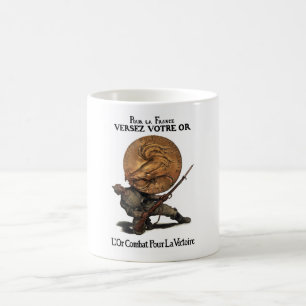 Guldslagsmål för seger -- Fransk WW1 Kaffemugg