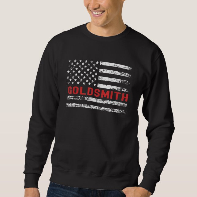 Guldsmide USA Flagga Yrke Retro Jobbtitel Lång Ärmad Tröja (Framsida)