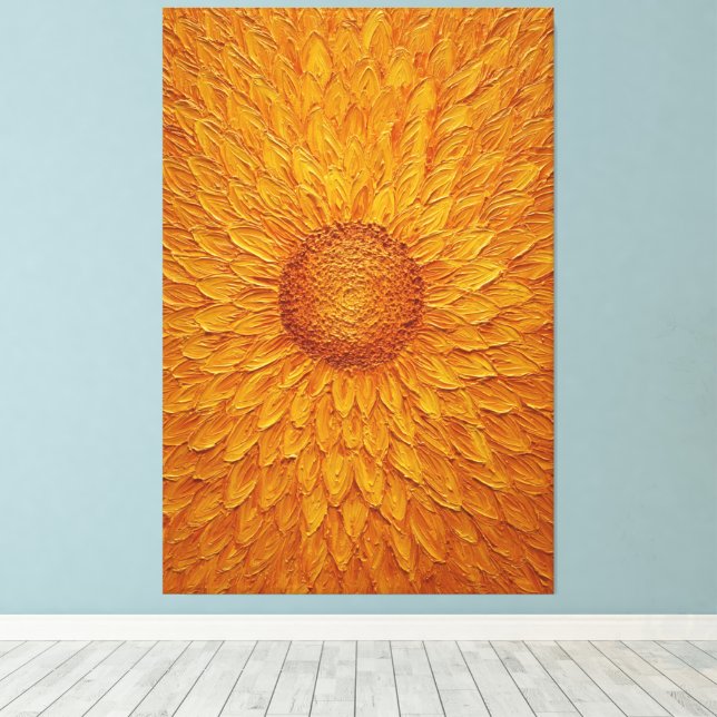 Guldsolros Blommar Texturerad Abstrakt Väggkonst Canvastryck (Insitu (trägolv))