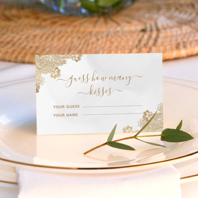 Guldspetskräm Gissa hur många kyssar Bröllopsspel Tilläggskort (Skapare uppladdad)