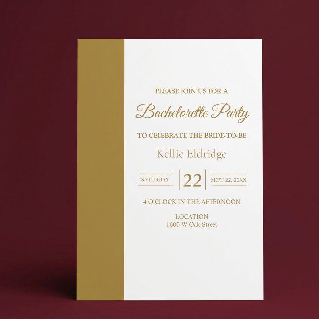 Guldstång Minimalistisk Modern Sängvätningsparty Inbjudningar (Skapare uppladdad)