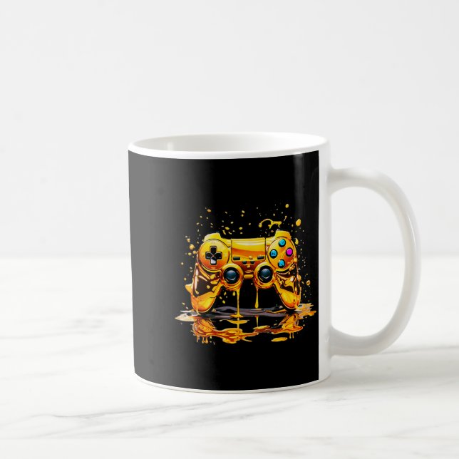 Guldstänk Videospelskontroll Guld Gamer Spelande Kaffemugg (Höger)