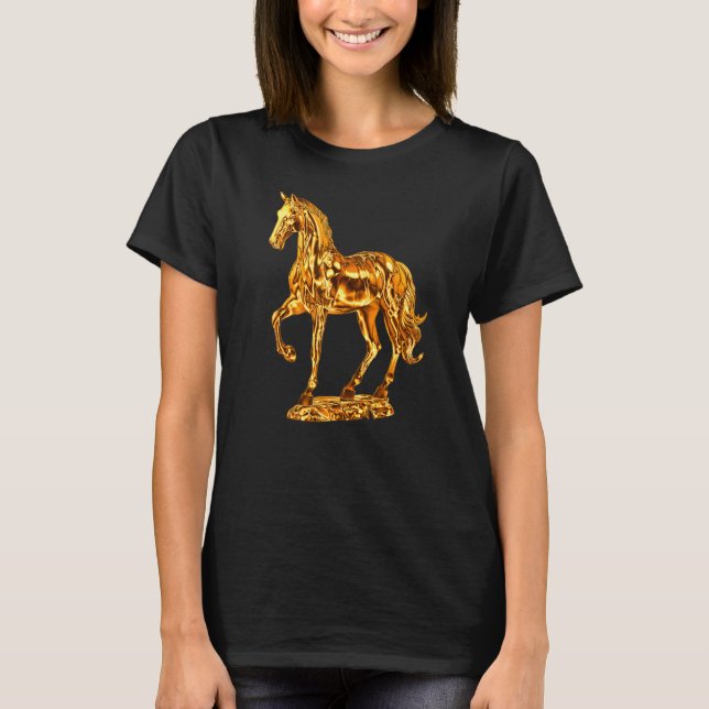 Guldstaty av hästskulptur 1 t shirt (Framsida)
