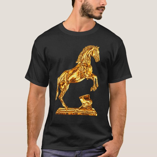 Guldstaty av hästskulptur t shirt (Framsida)