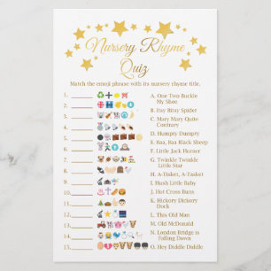 Guldstjärna Barnkammarrim Baby Shower Emoji Lek Flygblad