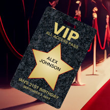 Guldstjärna Hollywood VIP-pass partyfavor