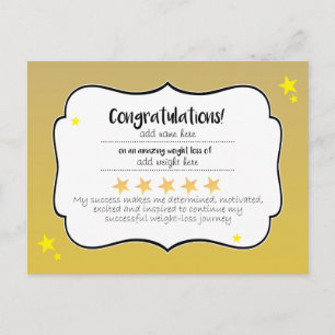 Guldstjärna kost fitness gratulations certifikat vykort