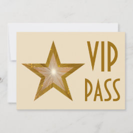Guldstjärna "VIP-PASS" inbjudan kräm horisontell