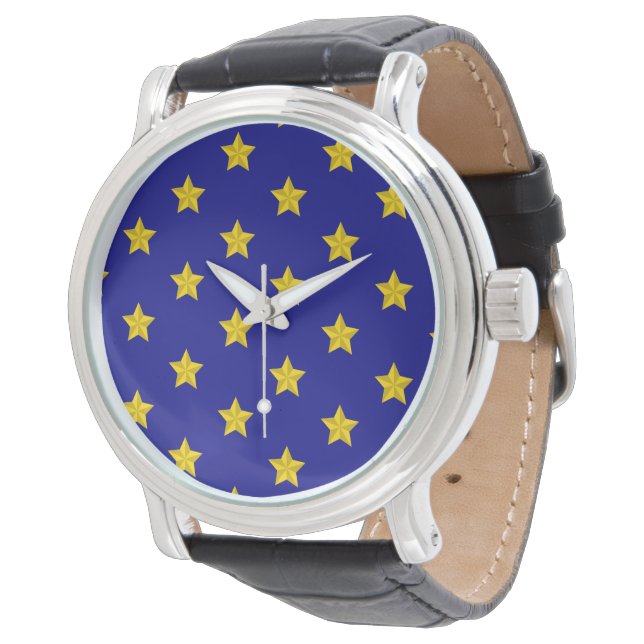 Guldstjärnmönster, marinblå, exklusiv armbandsur (Vinklad)