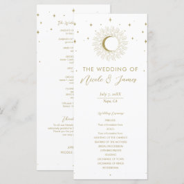 Guldstjärnor Celestial Soluppgång Måne Bröllopspro Meny