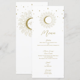 Guldstjärnor Celestial Sunburst Moon Bröllopsmeny Meny