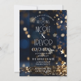 Guldstjärnor Glitter Bröllopsinbjudan Inbjudningar