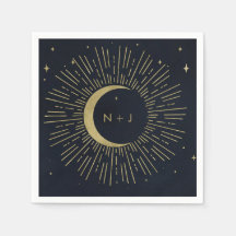 Guldstjärnor Natt Celestial Soluppgång Måne Bröllo