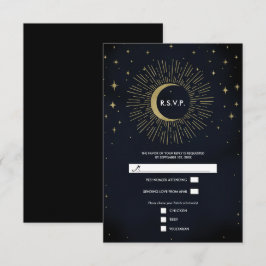Guldstjärnor Natt Himmelsk Soluppgång Måne RSVP OSA Kort