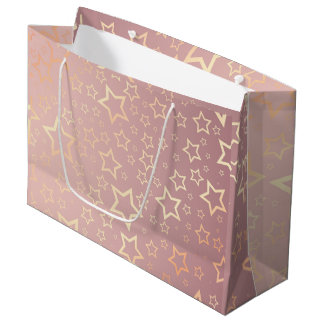 guldstjärnor rosa stor presentväska