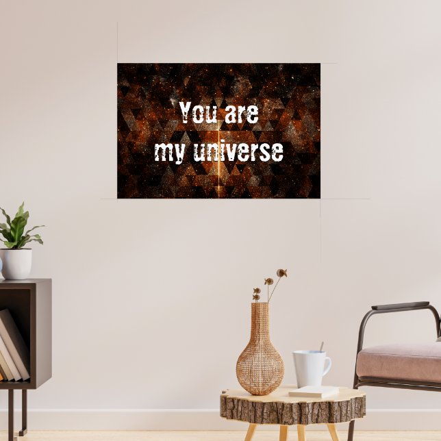 Guldstråle i geometriskt glittrande universum poster (Vardagsrum 3)