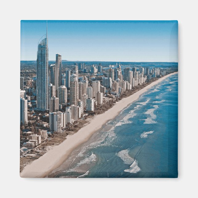 Guldstranden Australien Flygbild Magnet (Framsidan)