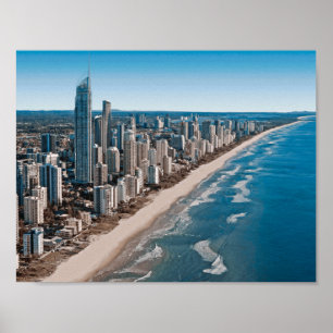 Guldstranden Australien Flygbild Poster